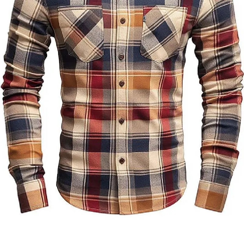 Ulysses - Men's Classic Casual Slim Fit Check Long Sleeve Shirt