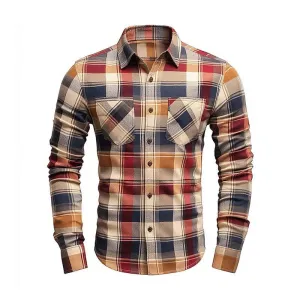 Ulysses - Men's Classic Casual Slim Fit Check Long Sleeve Shirt