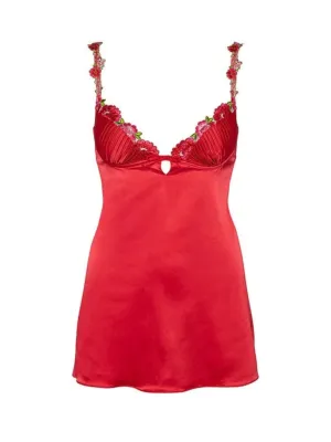 V-Day Floral Embroidery Slip Dress