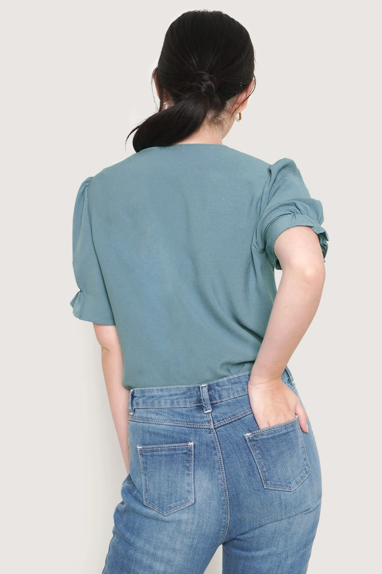 V-Neck Button Down Shirt
