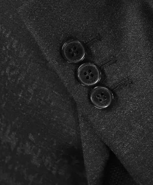 VERSACE COLLECTION - Abstract Textured Black & Gray Runway Melange Slim Suit - 38R