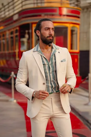 Vespo Slim Fit Beige Suit - Sophisticated Elegance for Every Occasion