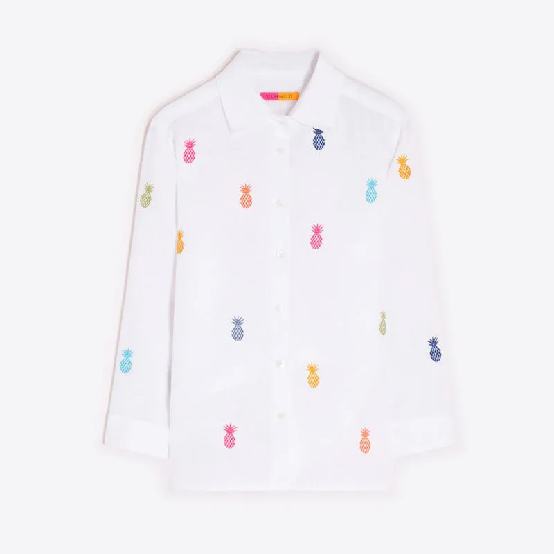 VILAGALLO Poline Pineapple Shirt in White