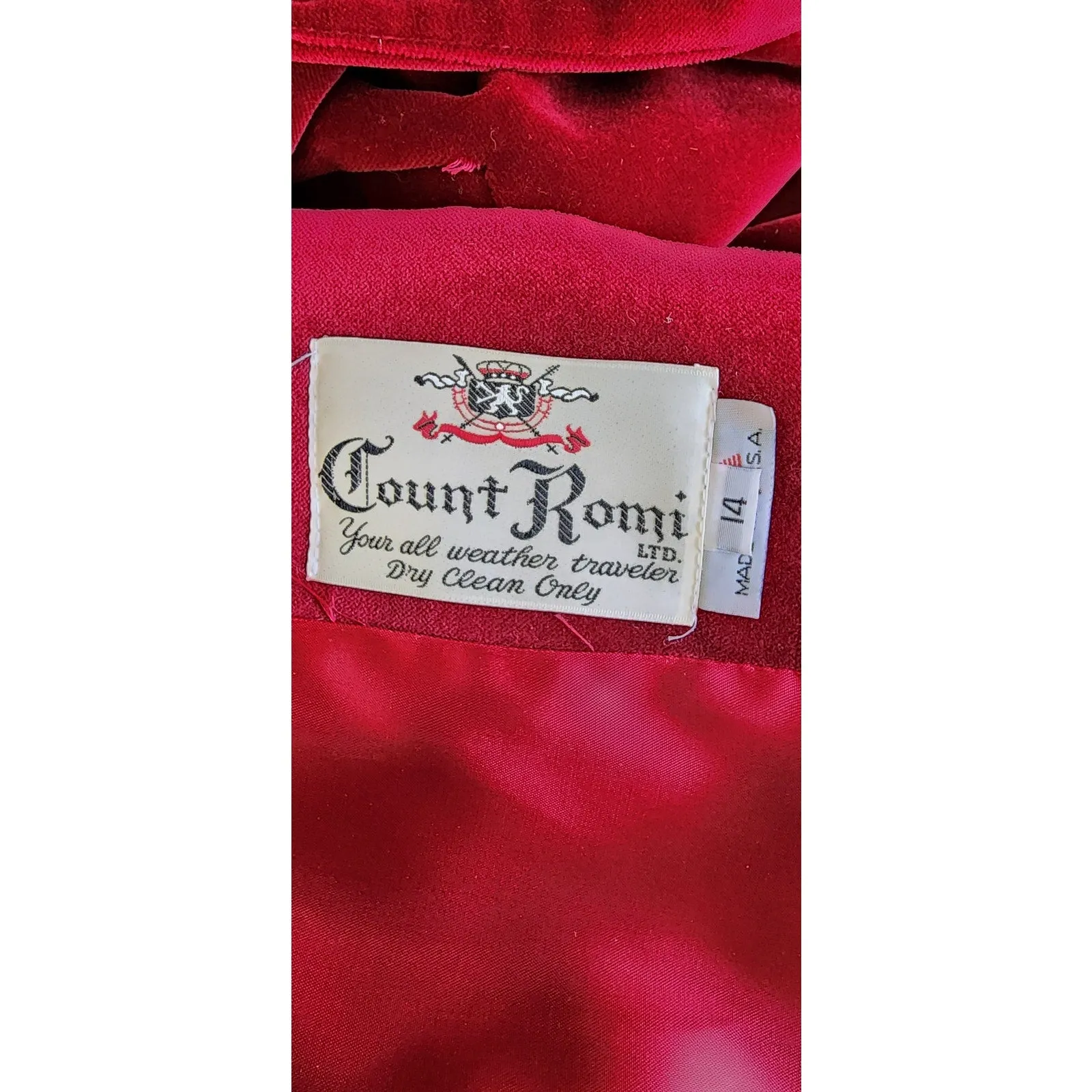 Vintage 80s Red Velvet Coat Raglan Sleeves, Belted