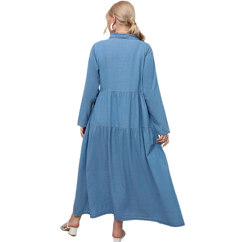 Vintage Long Sleeves Shirt Dress Plus Size