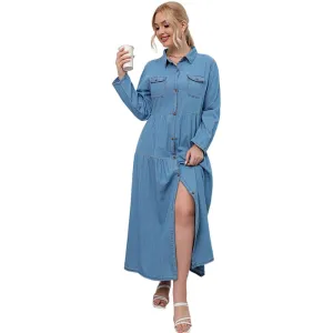 Vintage Long Sleeves Shirt Dress Plus Size