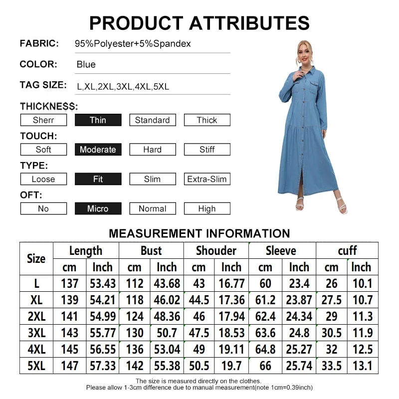 Vintage Long Sleeves Shirt Dress Plus Size