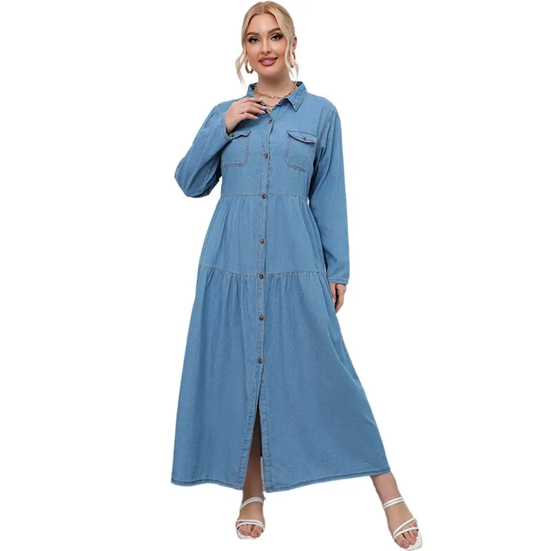 Vintage Long Sleeves Shirt Dress Plus Size