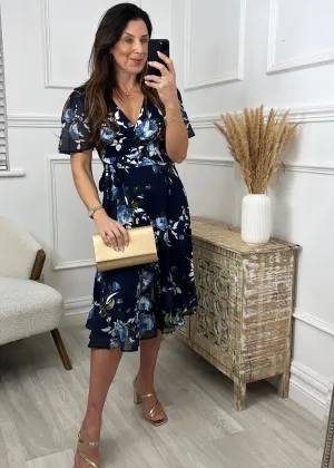 Viola Navy Floral Wrap Dress