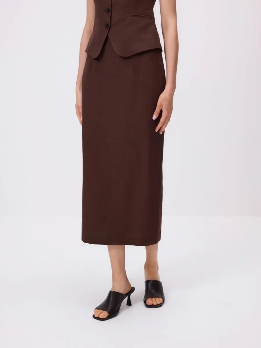 Viscose blend midi skirt