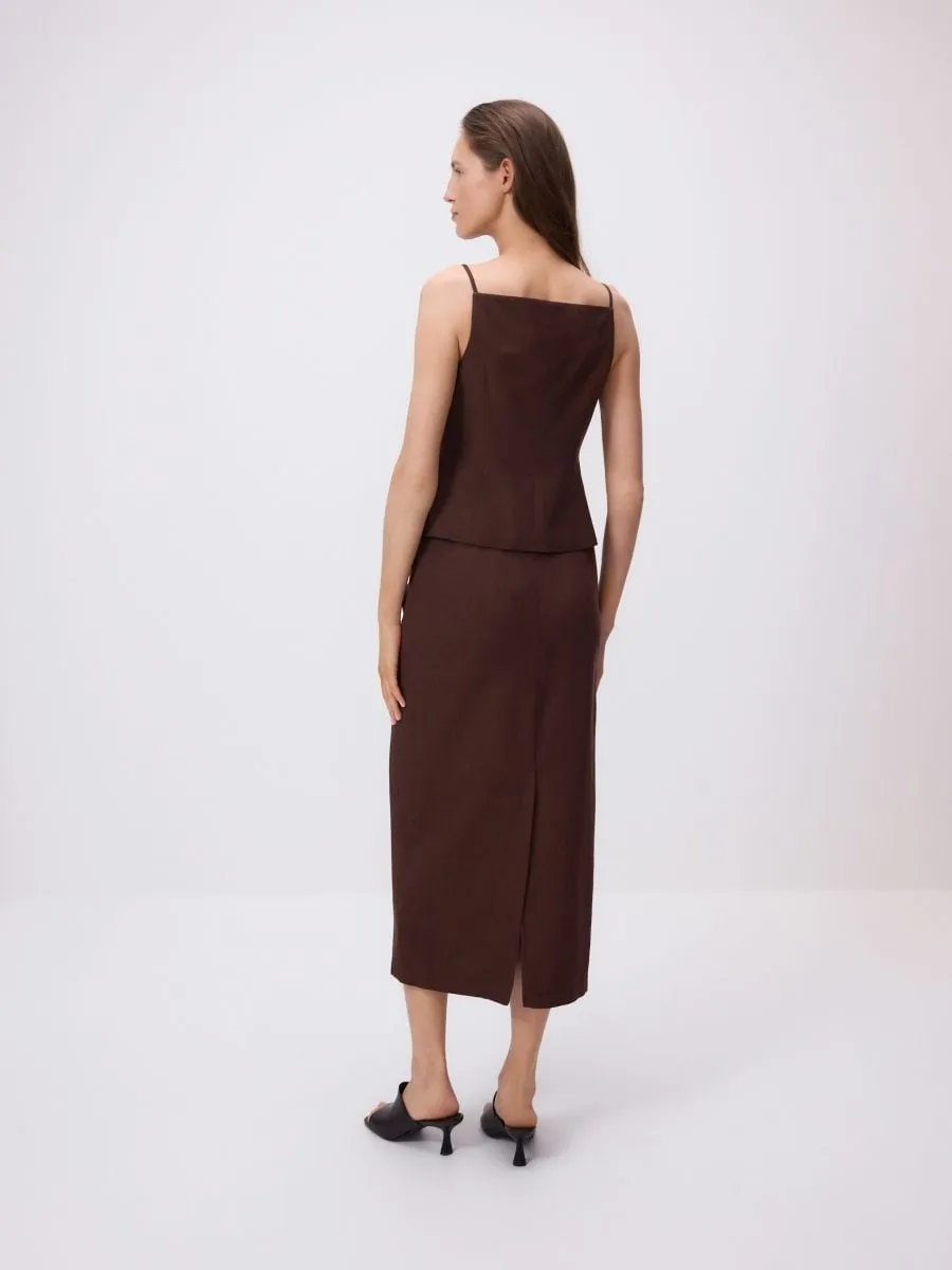Viscose blend midi skirt