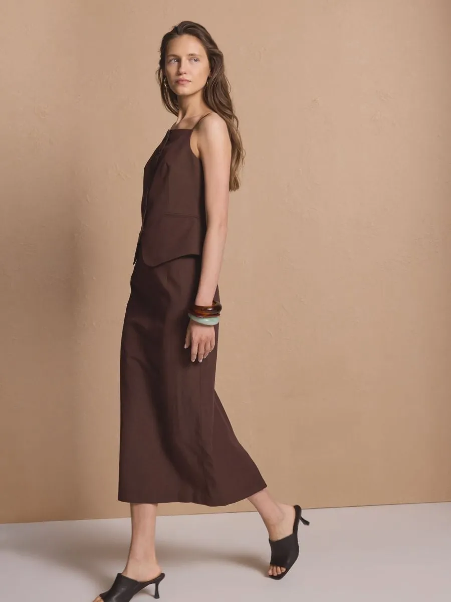 Viscose blend midi skirt