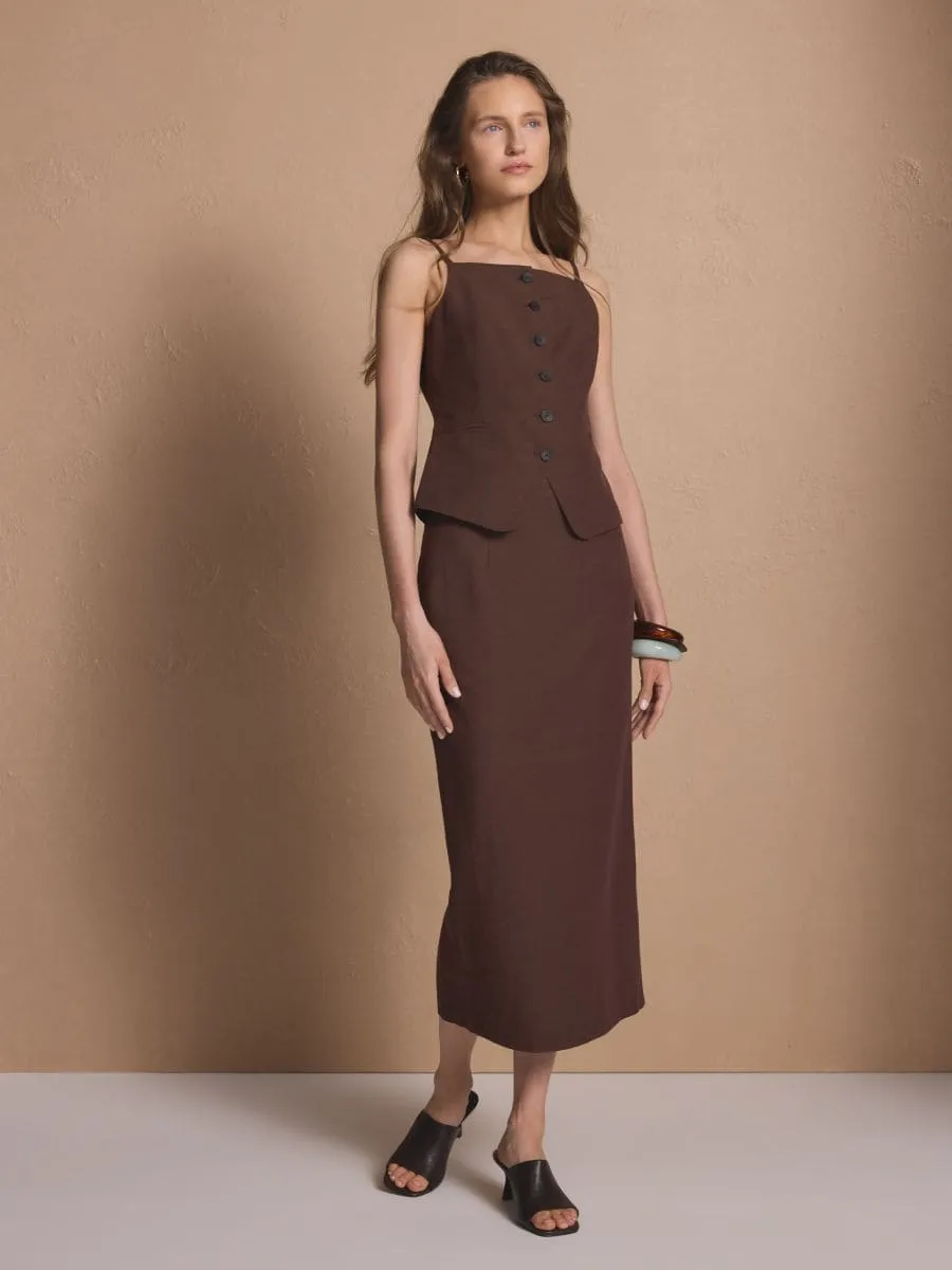 Viscose blend midi skirt
