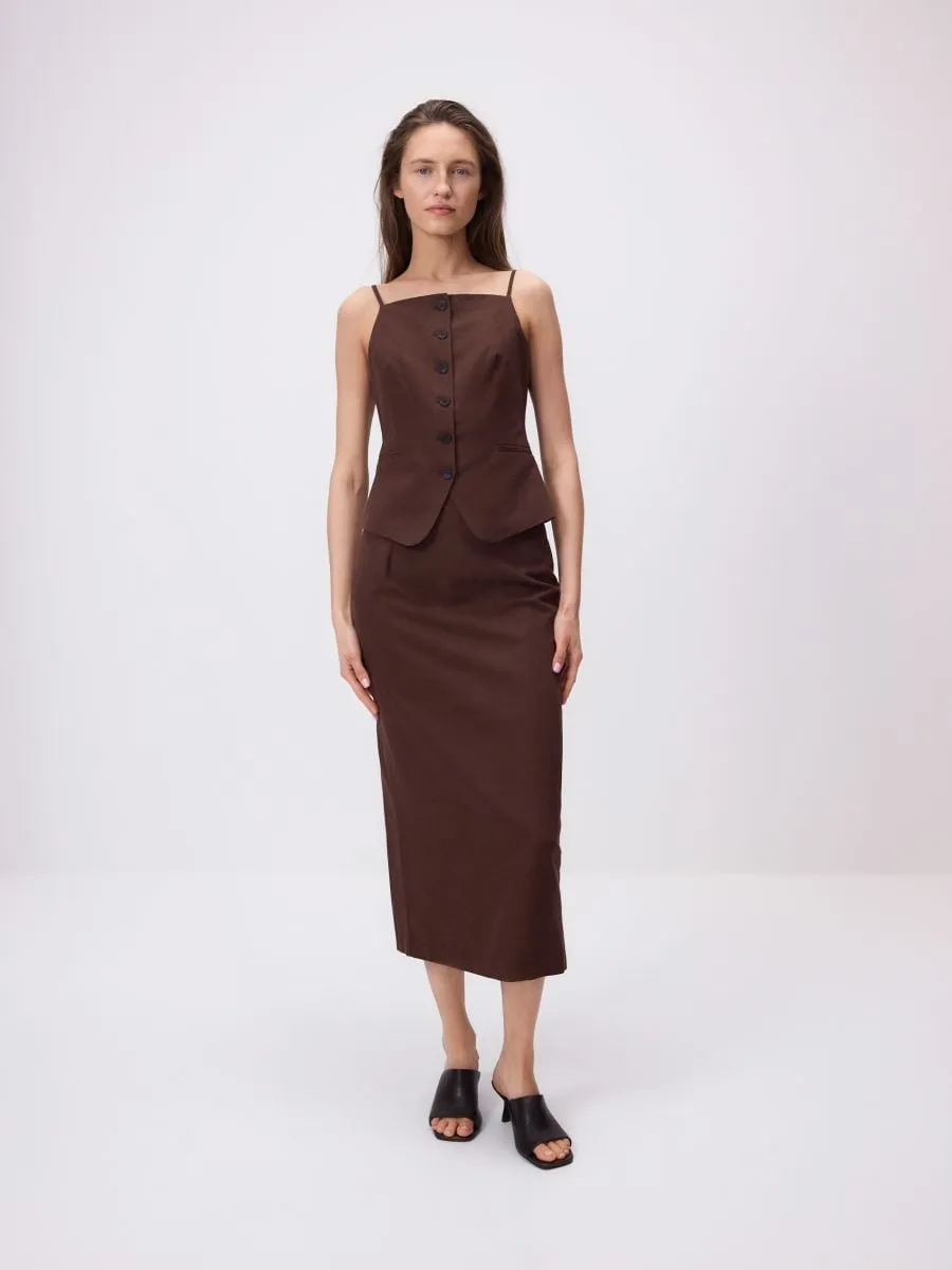 Viscose blend midi skirt