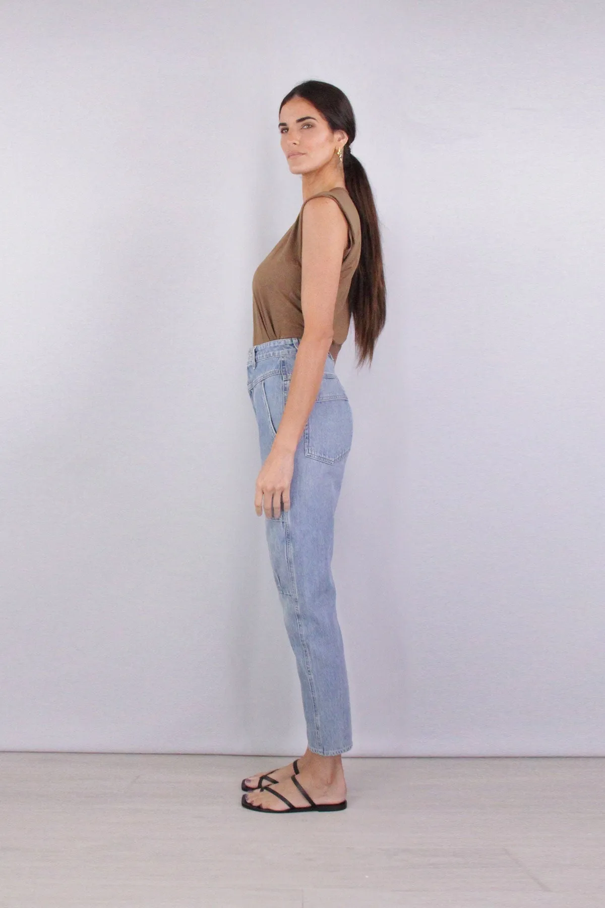 Viscose Jersey Sleeveless Skinny U Tank in Fatigue