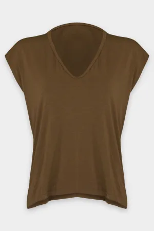 Viscose Jersey Sleeveless Skinny U Tank in Fatigue
