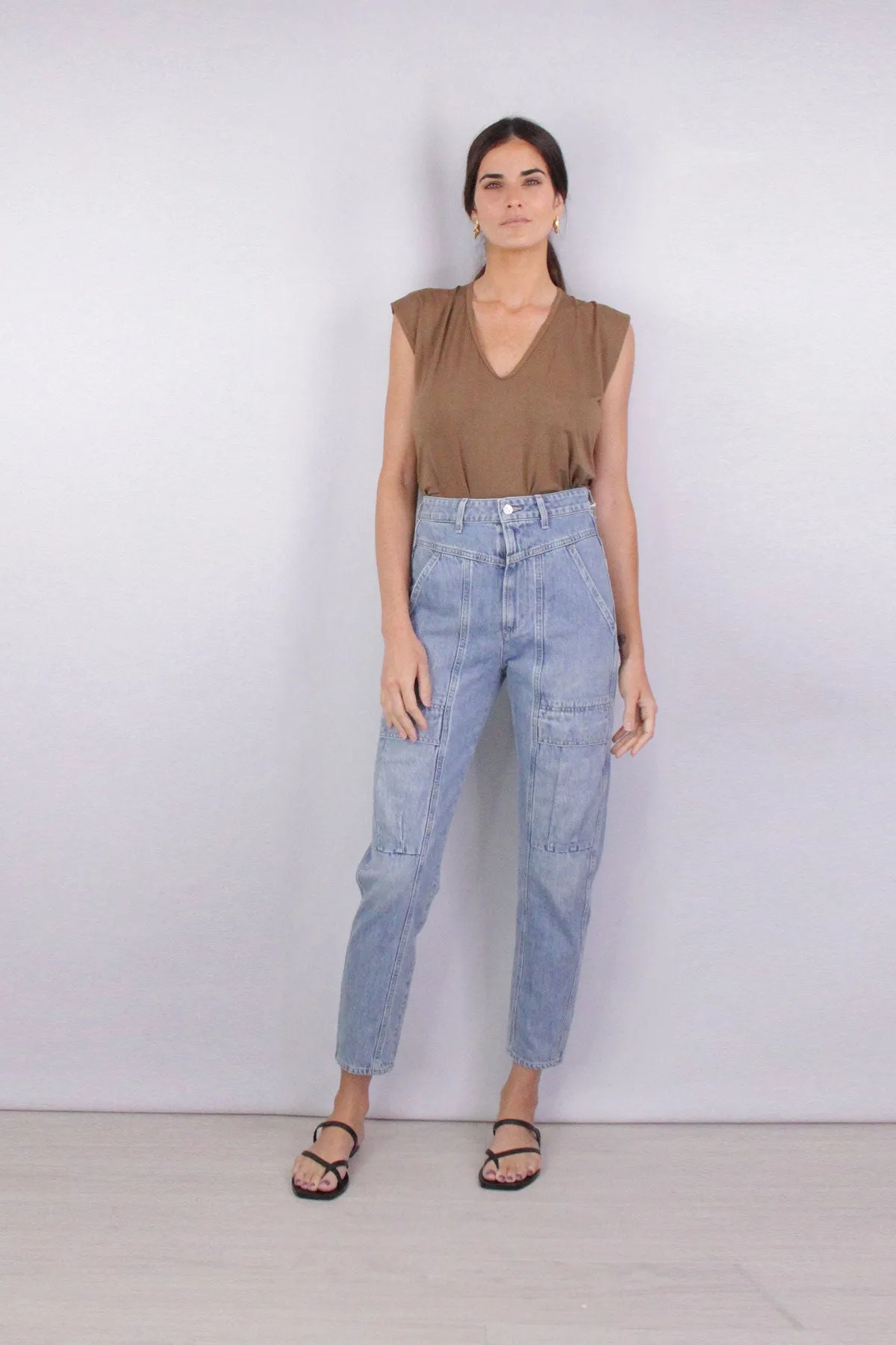 Viscose Jersey Sleeveless Skinny U Tank in Fatigue