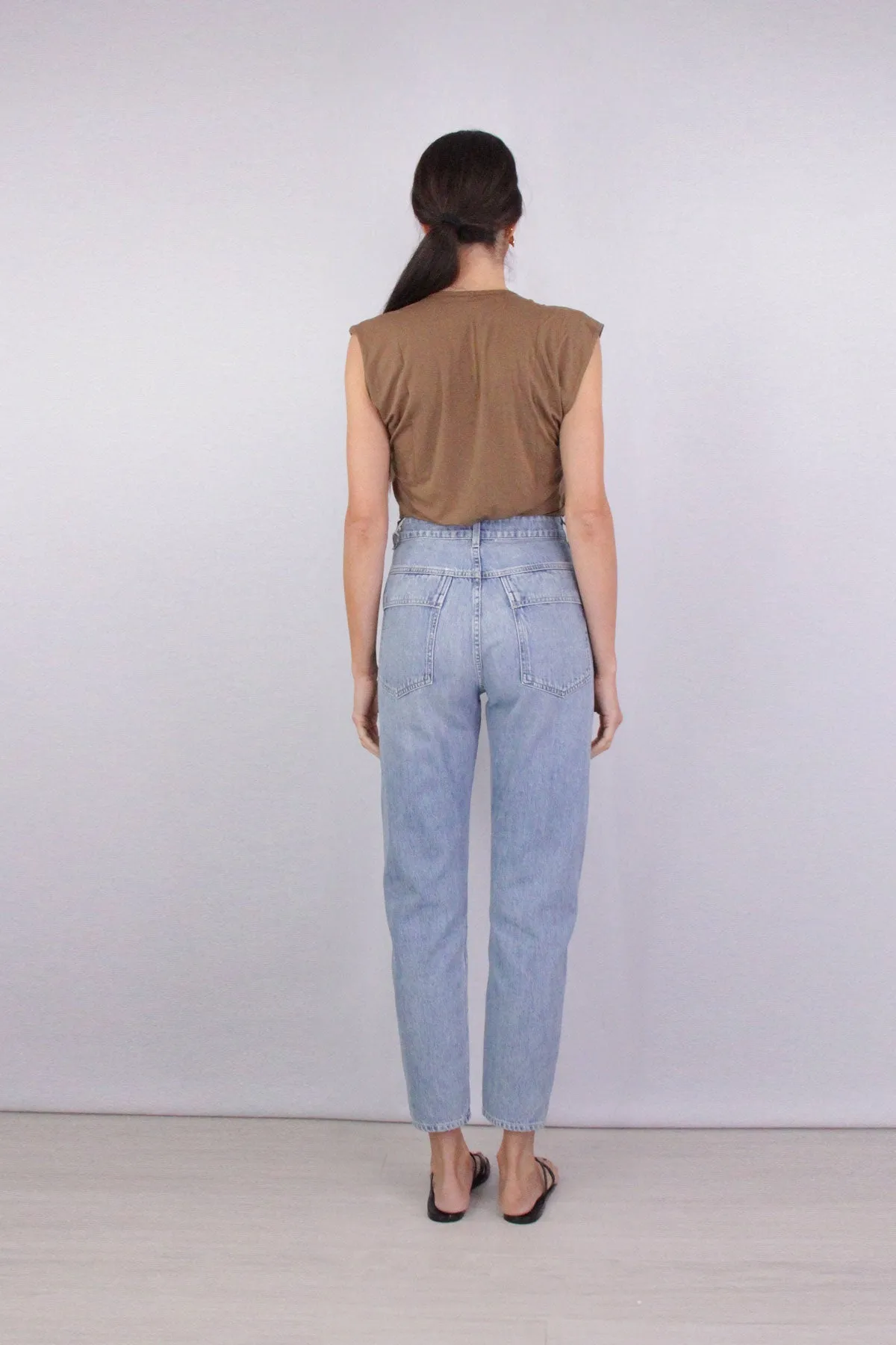Viscose Jersey Sleeveless Skinny U Tank in Fatigue