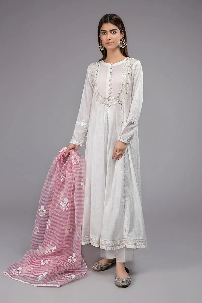 White Frock for Eid with Embroidery #N9037