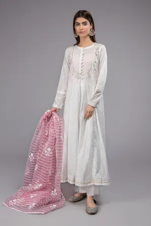 White Frock for Eid with Embroidery #N9037