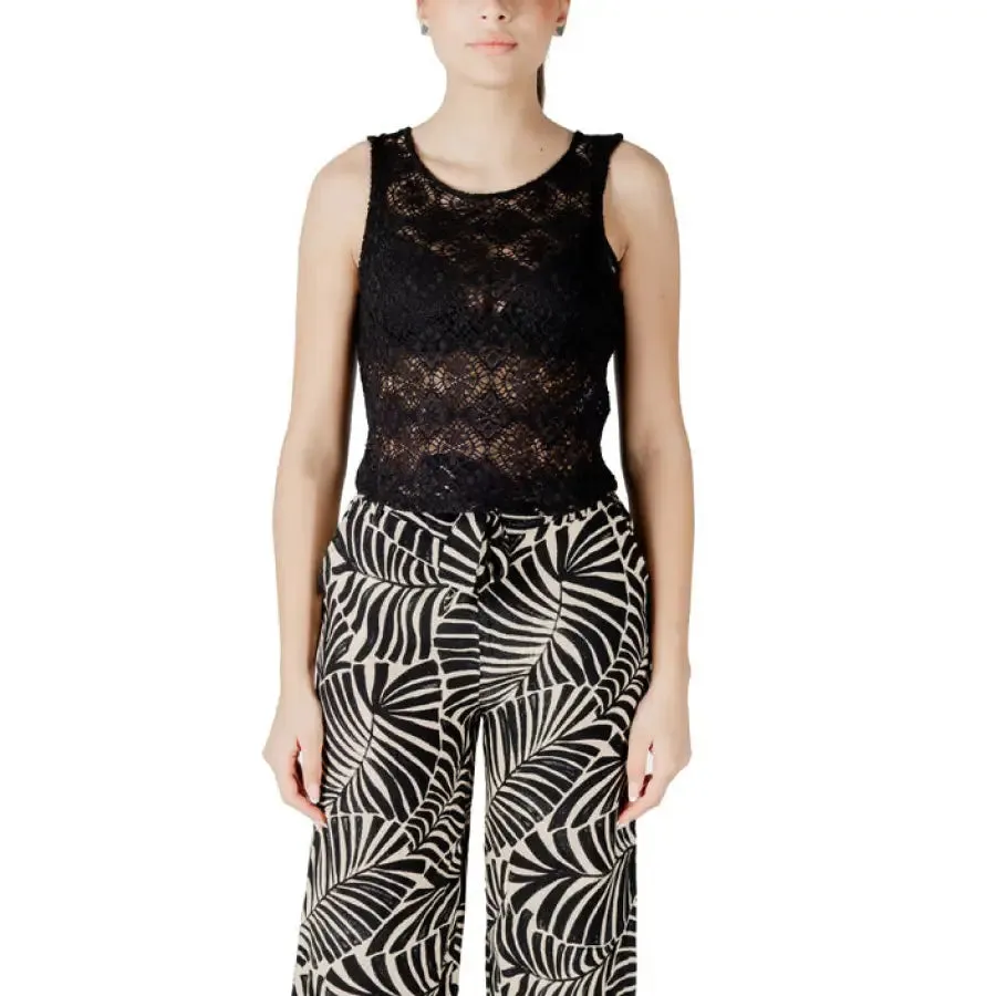 White Lace Tank Top and Patterned Pants