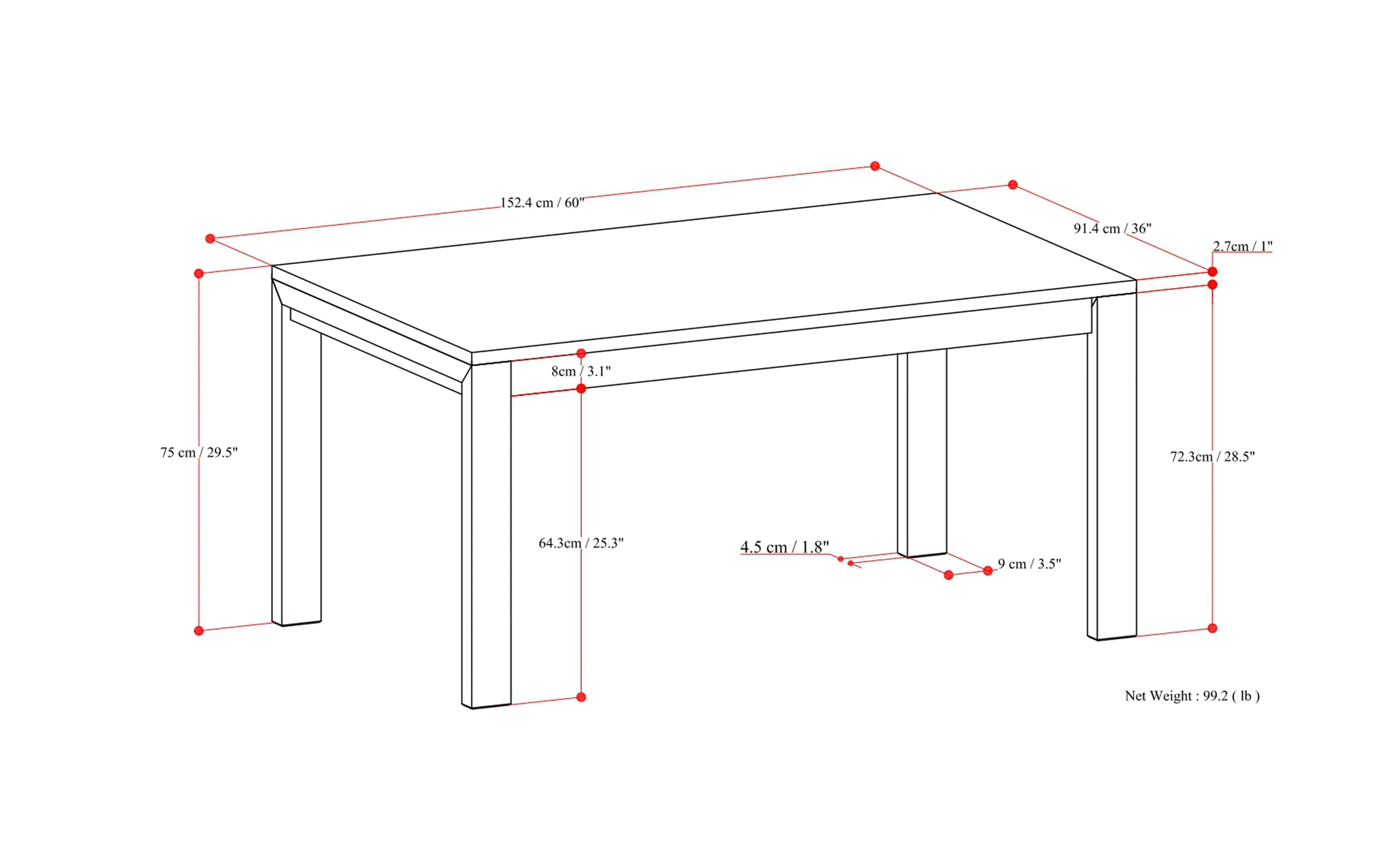 Wilson Rectangle Dining Table in Oak
