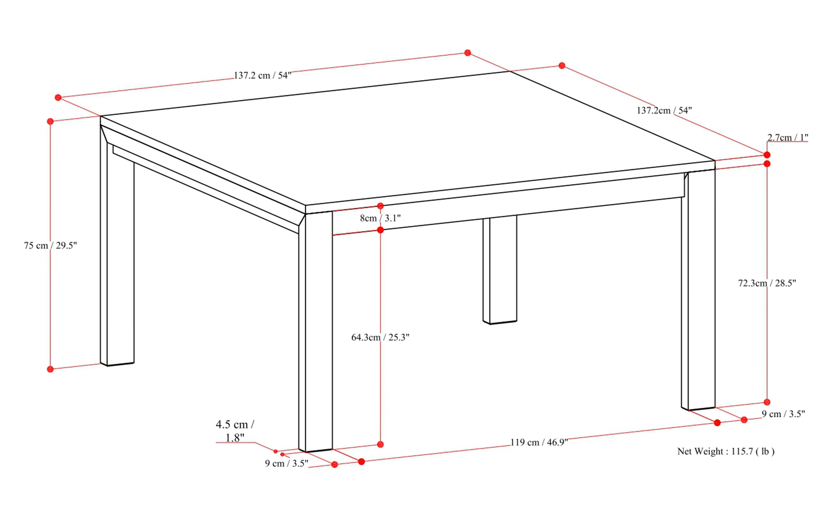 Wilson Square Dining Table in Oak