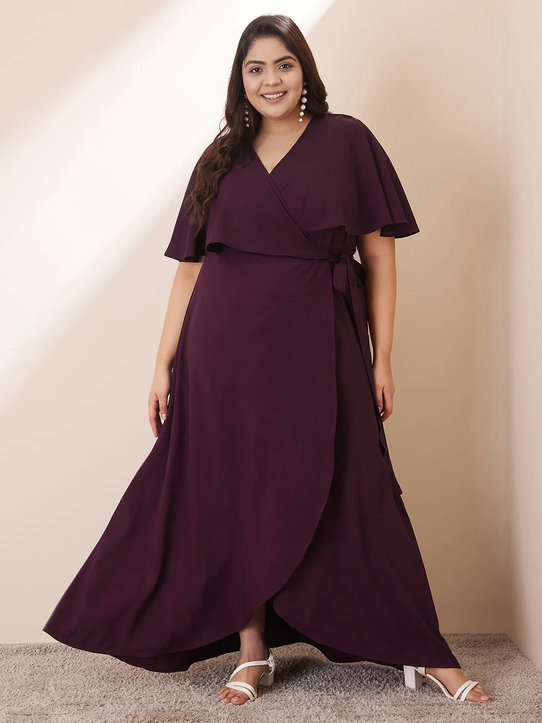 Wine Wrap Formal Maxi Dress