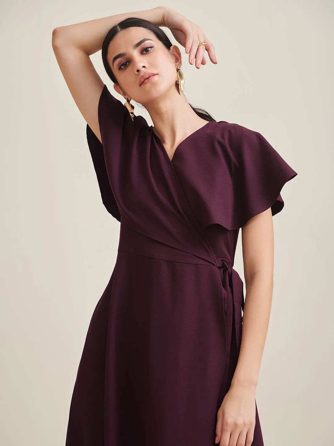 Wine Wrap Formal Maxi Dress