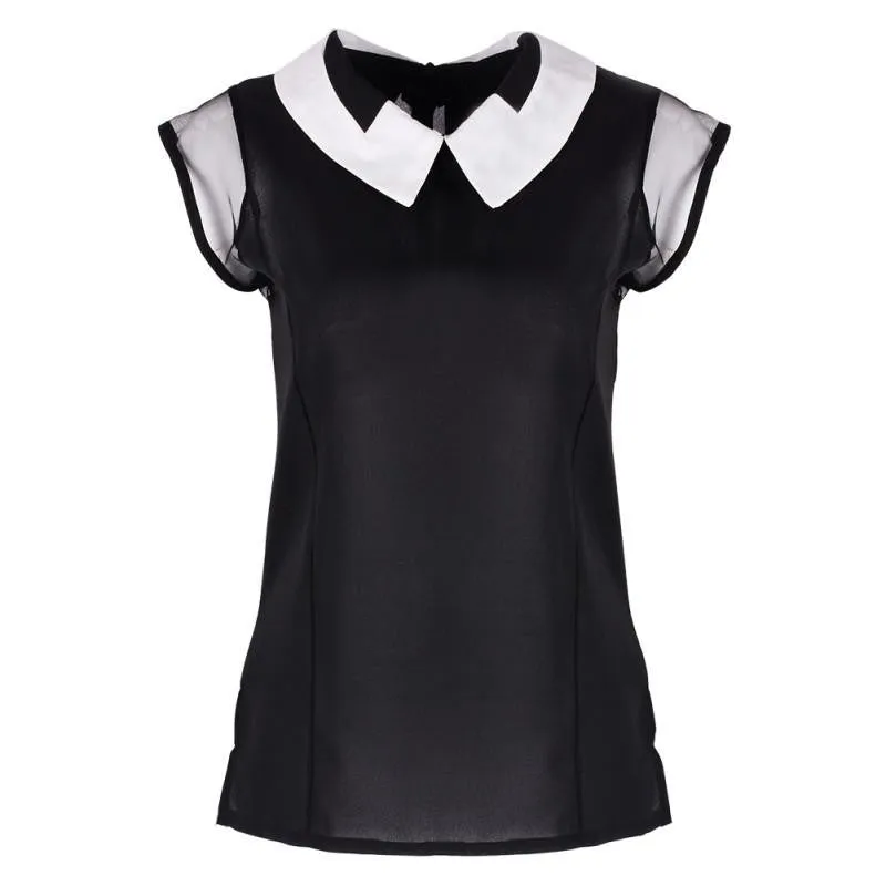Women Loose Chiffon blouses Sleeveless Vest White Black Tops Blouse