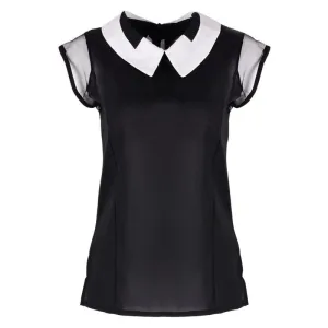 Women Loose Chiffon blouses Sleeveless Vest White Black Tops Blouse