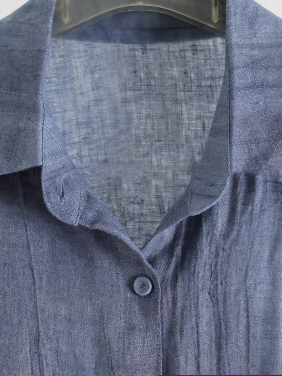 Women Summer Artsy Pure Color Shirt Dress