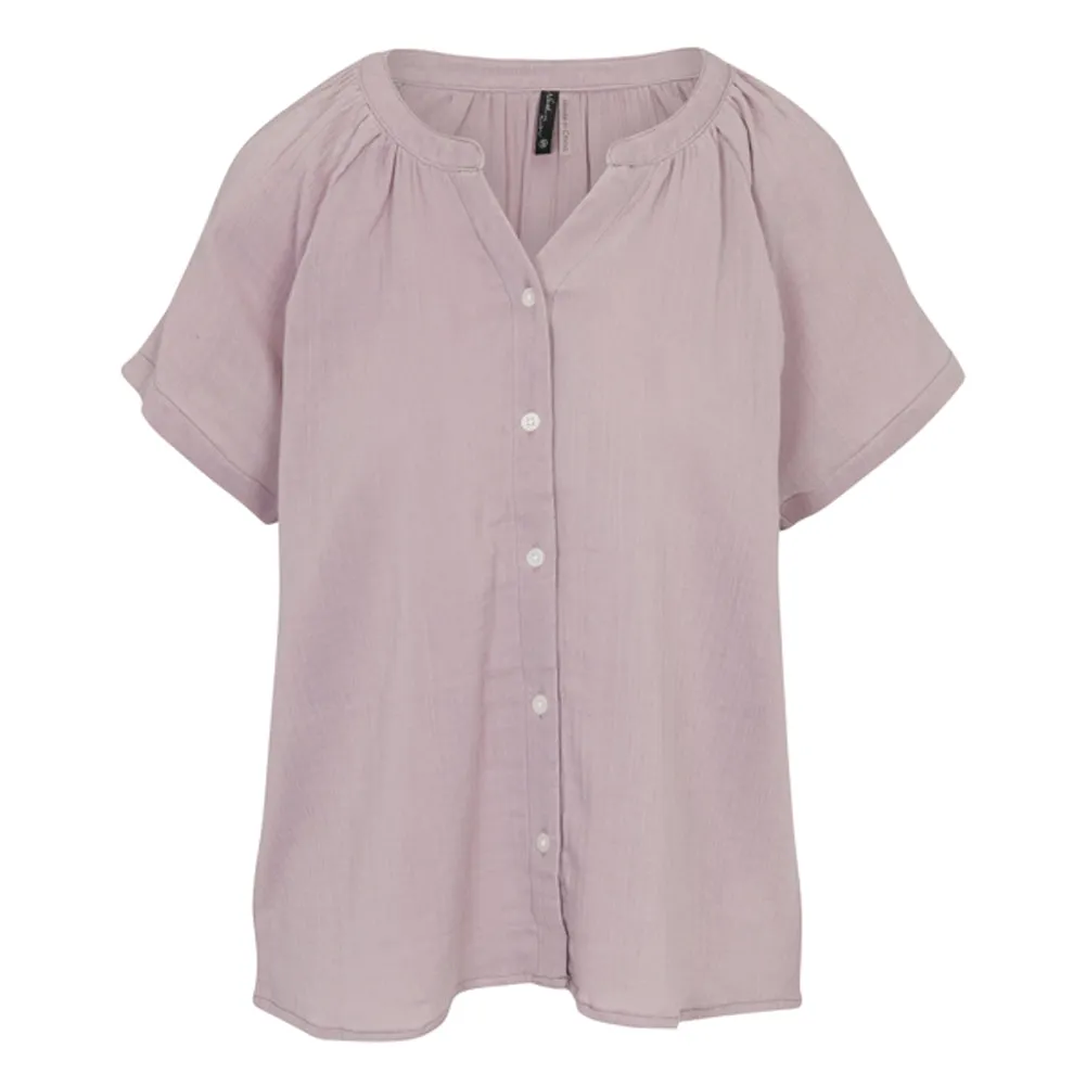 Women's Crinkle Double Weave Peasant Button Down Blouse - NRL5105