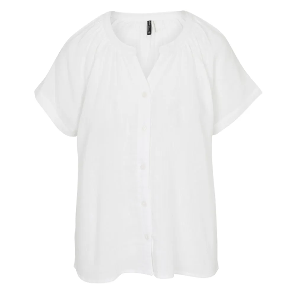Women's Crinkle Double Weave Peasant Button Down Blouse - NRL5105