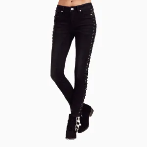 Women's Halle Super Skinny Cropped Lace Up Jean Pant