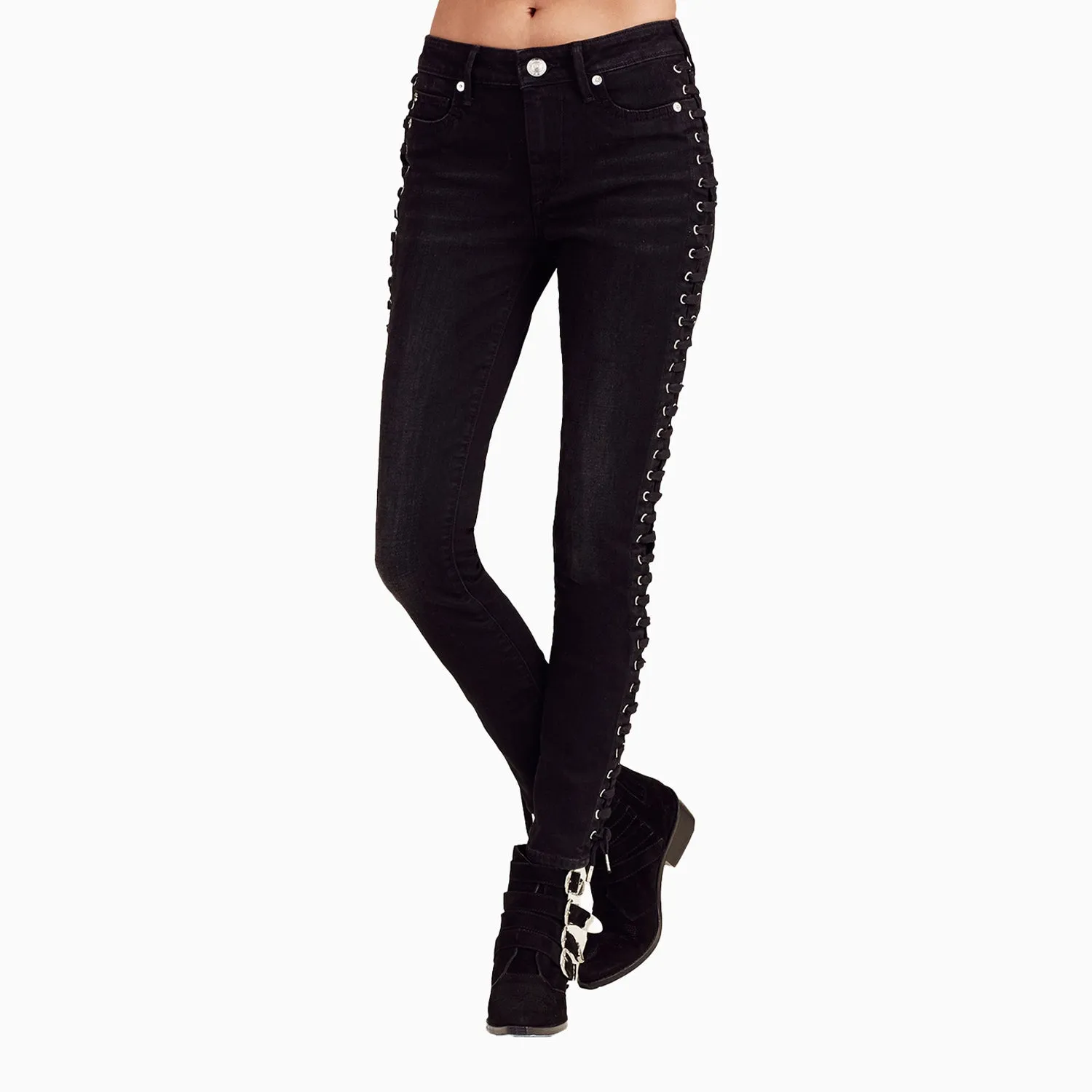 Women's Halle Super Skinny Cropped Lace Up Jean Pant