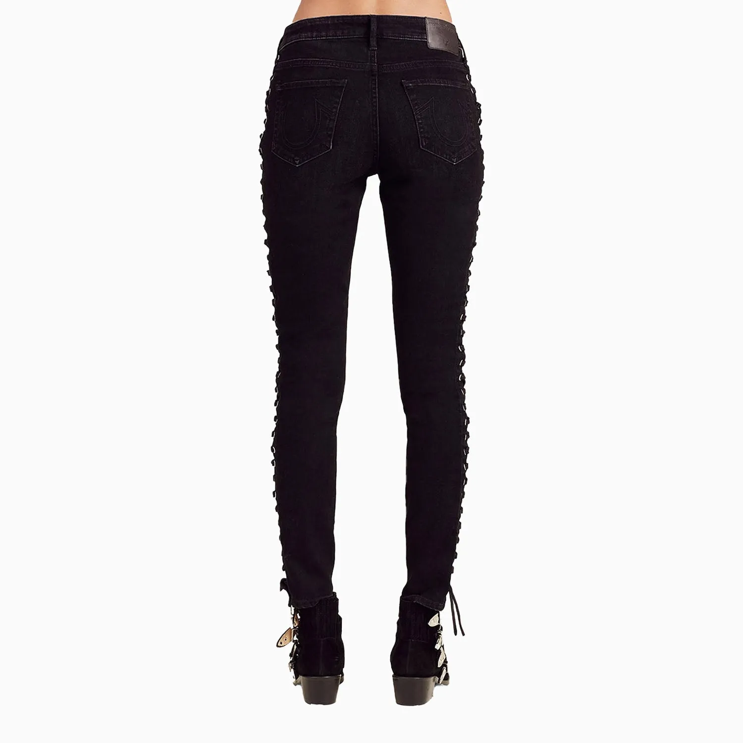 Women's Halle Super Skinny Cropped Lace Up Jean Pant