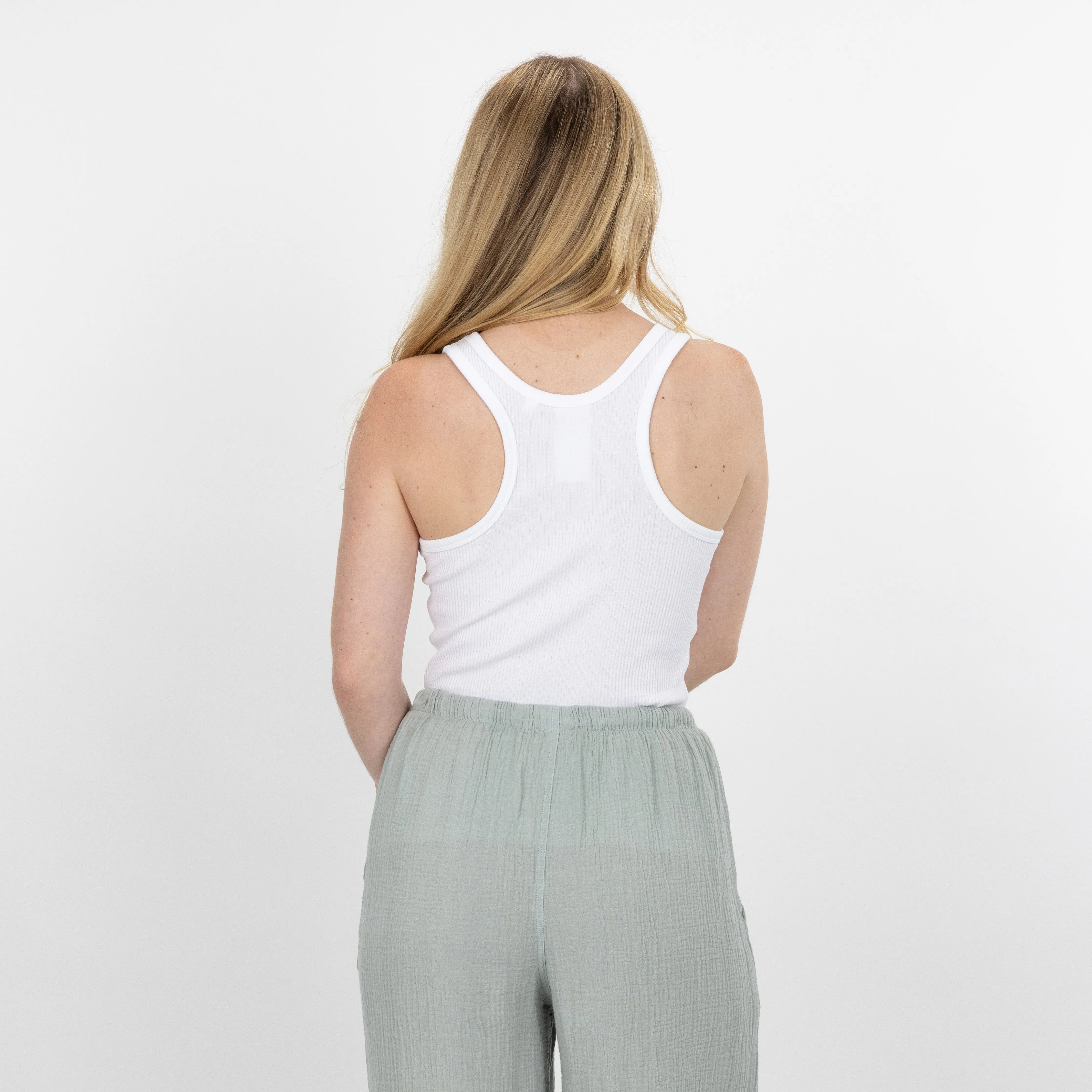 Womens "Chunky" Cotton/Spandex Racerback Tank - Bright White