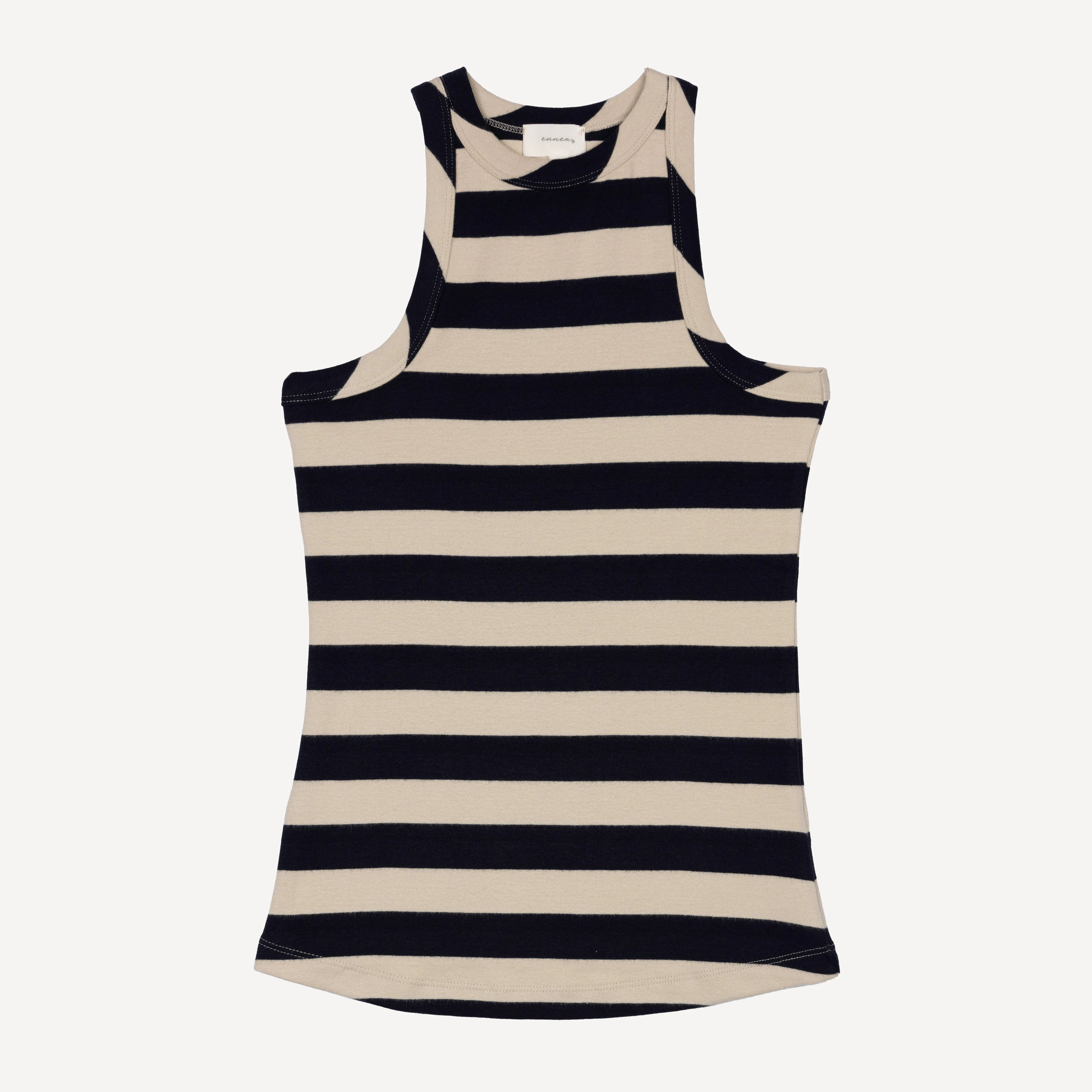Womens Stripe High Neck Tank - Night Sky / Fog