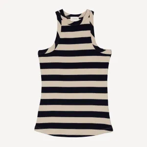 Womens Stripe High Neck Tank - Night Sky / Fog