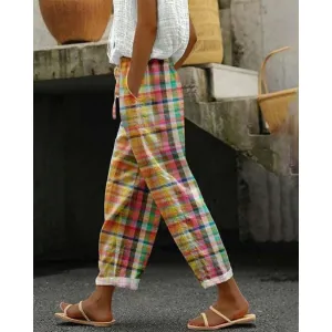 Women's Vintage Plaid Cropped Pants | Low Rise