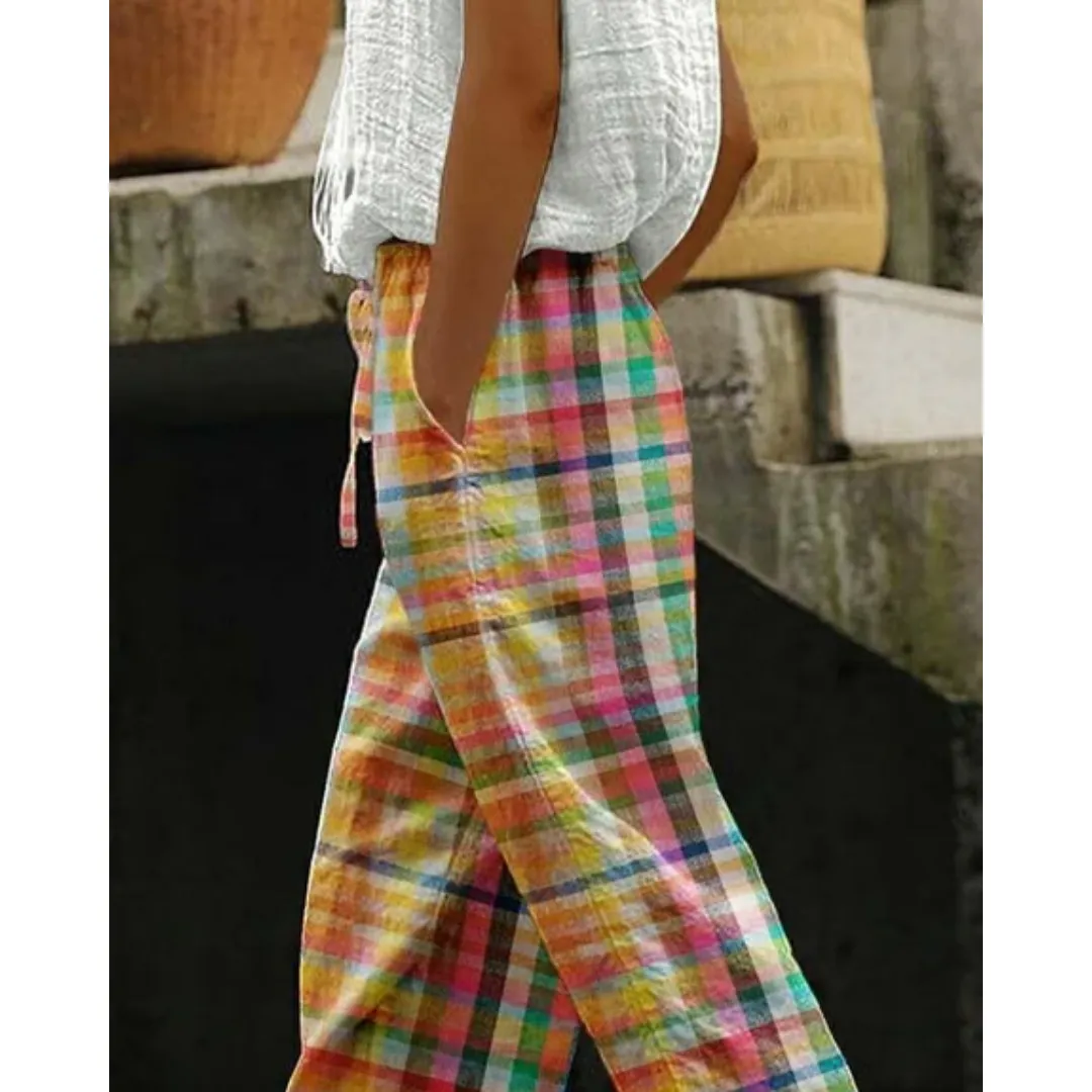 Women's Vintage Plaid Cropped Pants | Low Rise