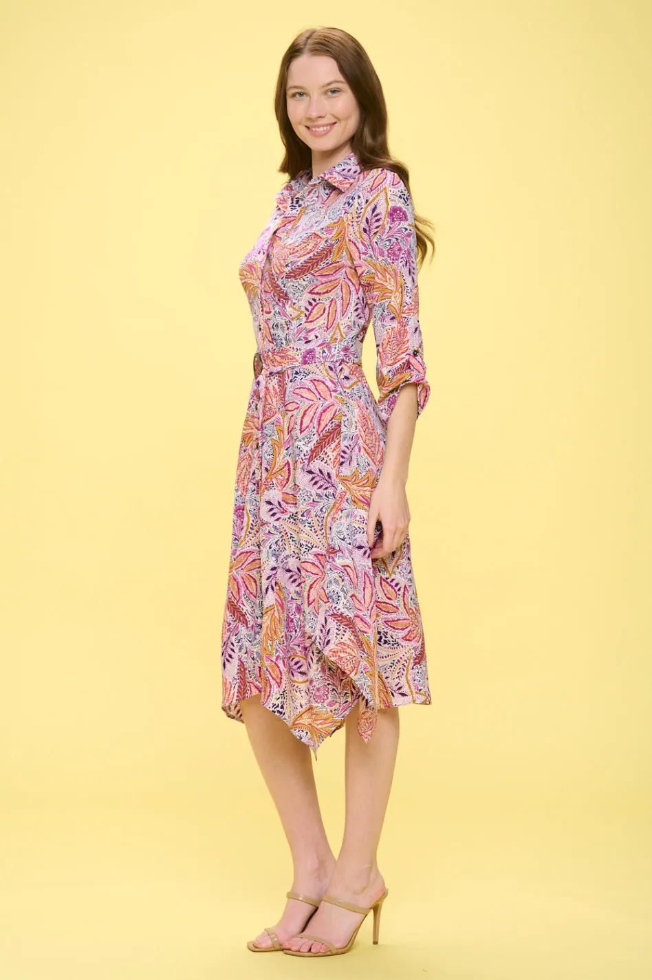 WOOD O-RING SHIRT MIDI DRESS