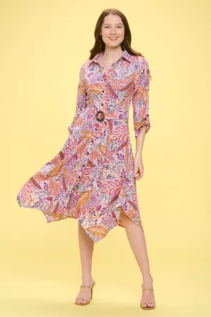 WOOD O-RING SHIRT MIDI DRESS