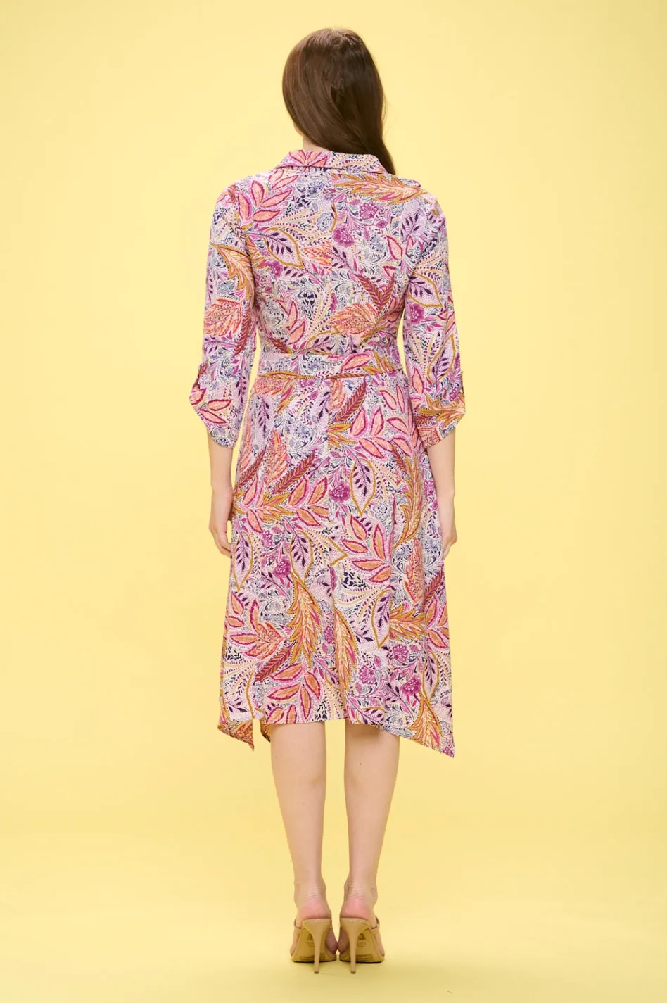 WOOD O-RING SHIRT MIDI DRESS