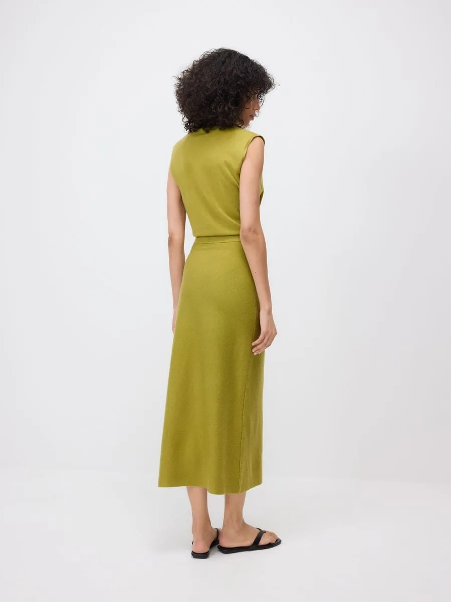Wool blend midi skirt