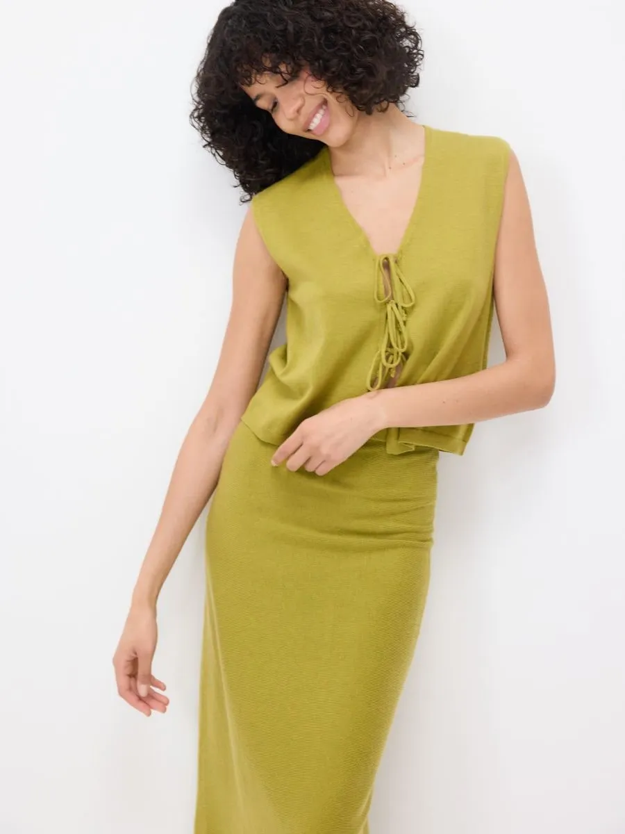 Wool blend midi skirt