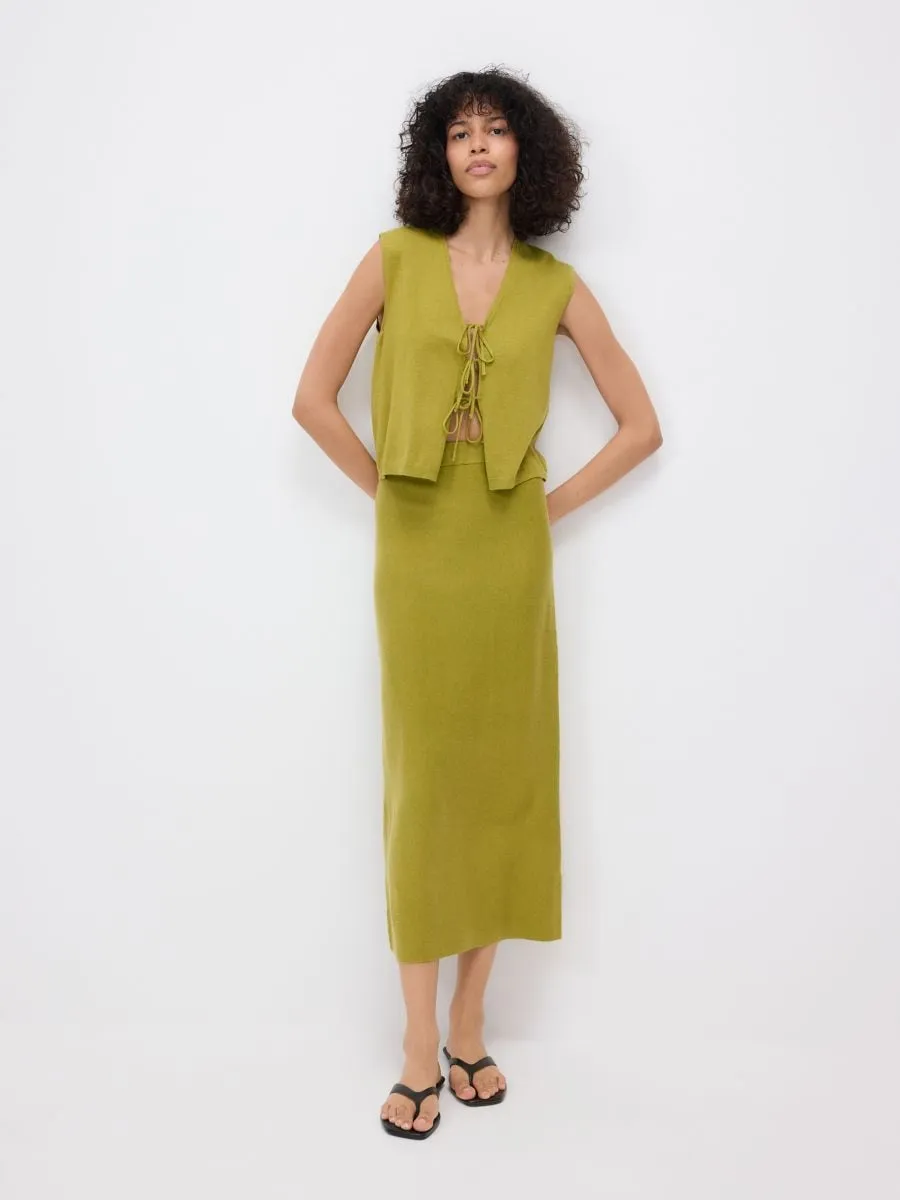 Wool blend midi skirt