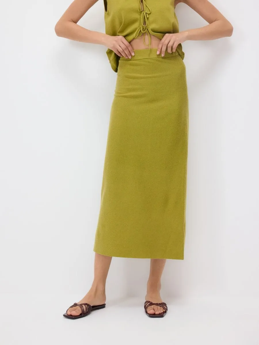 Wool blend midi skirt