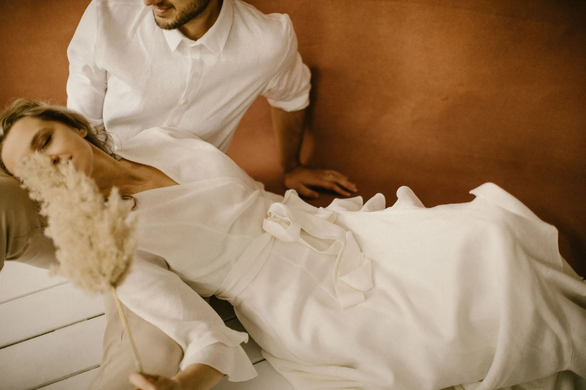 Wrap Around Linen Wedding Dress